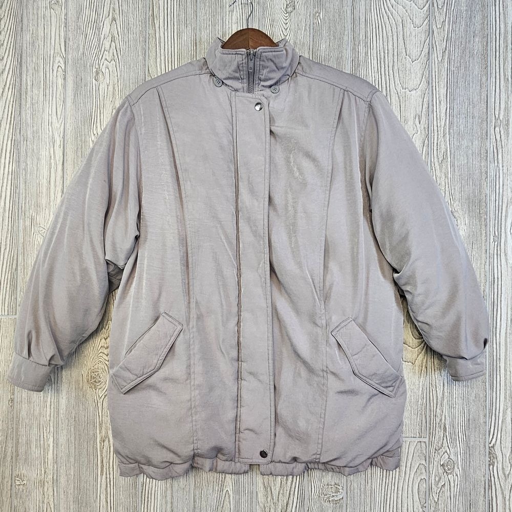 J.G. Hook‎ Real Down Puffer Jacket Women's Medium Gray Vintage 80/20 Down